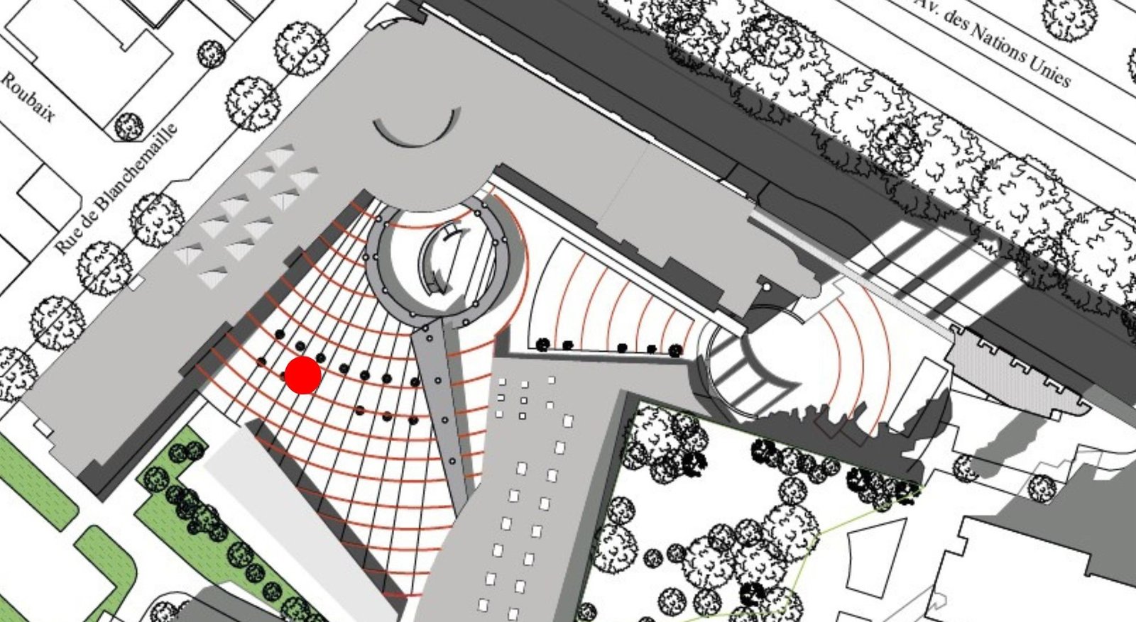 Plan synthétisé de la cour (Autocad 1/100e)