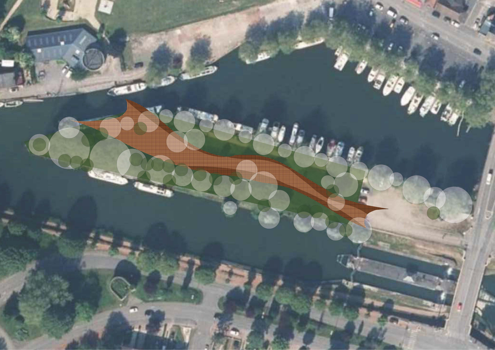 Plan schématique du projet inscrit sur la presqu'île