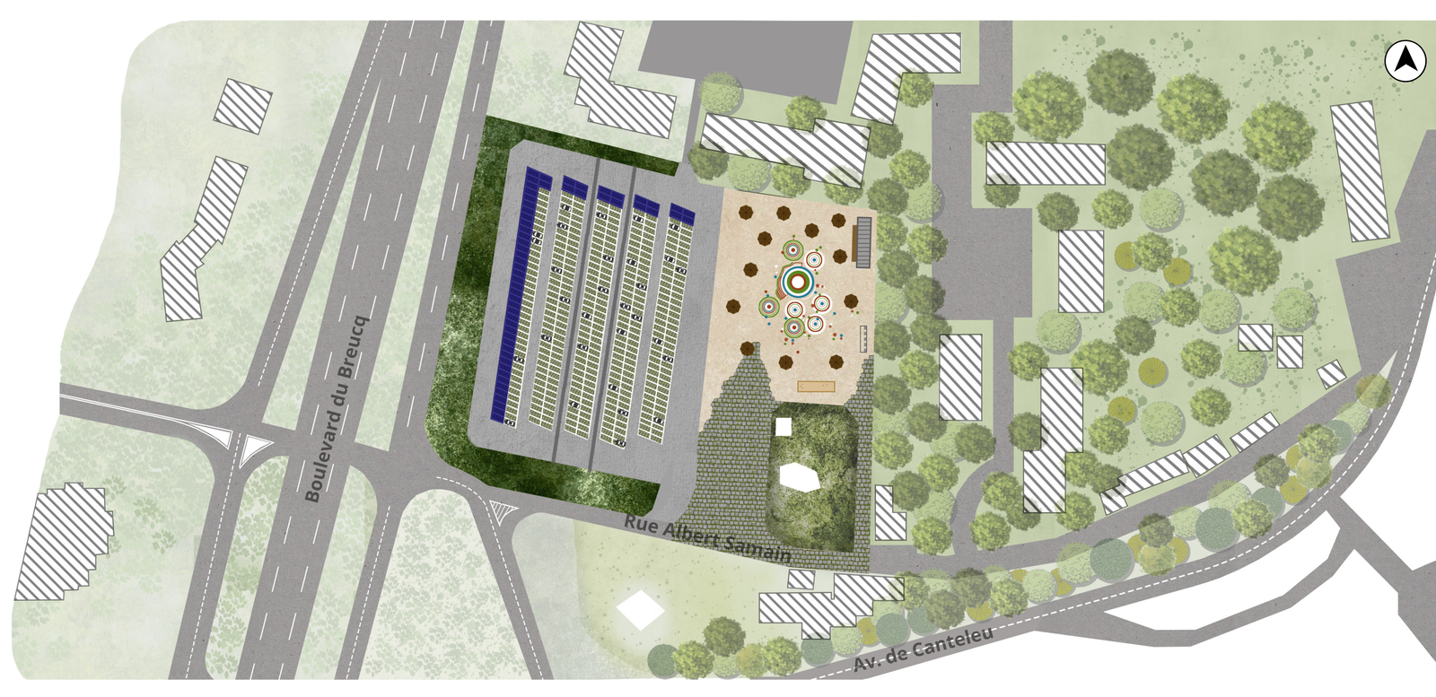 Plan texturé — Proposition finale d'aménagement du parking P7