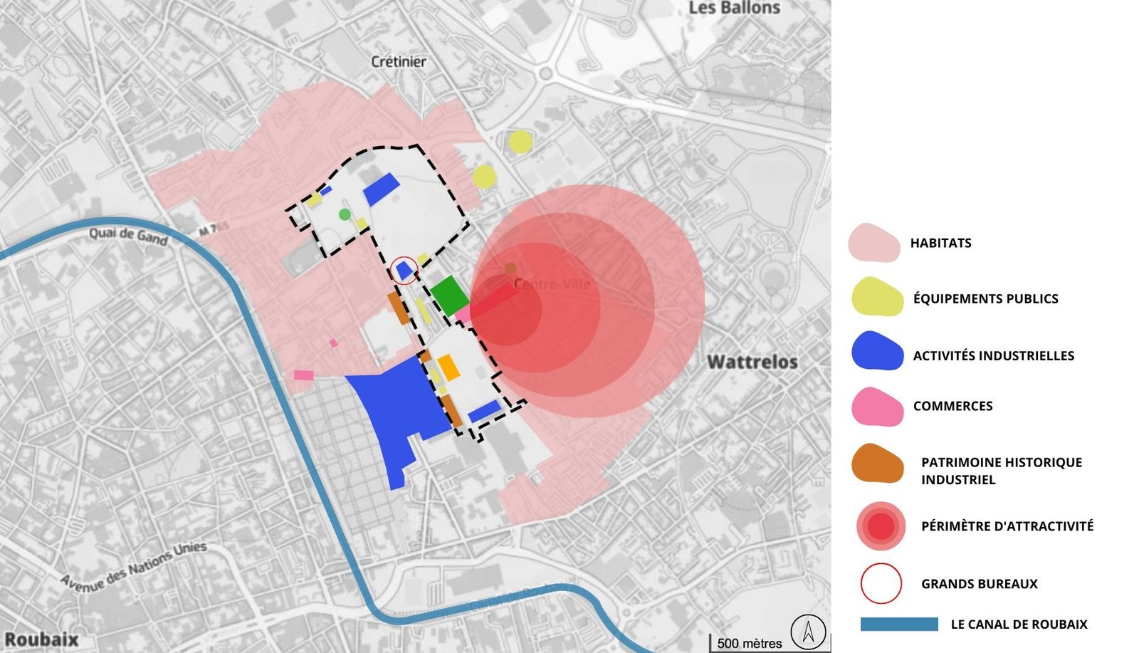 Cartographie du paysage urbain — Les différents secteurs